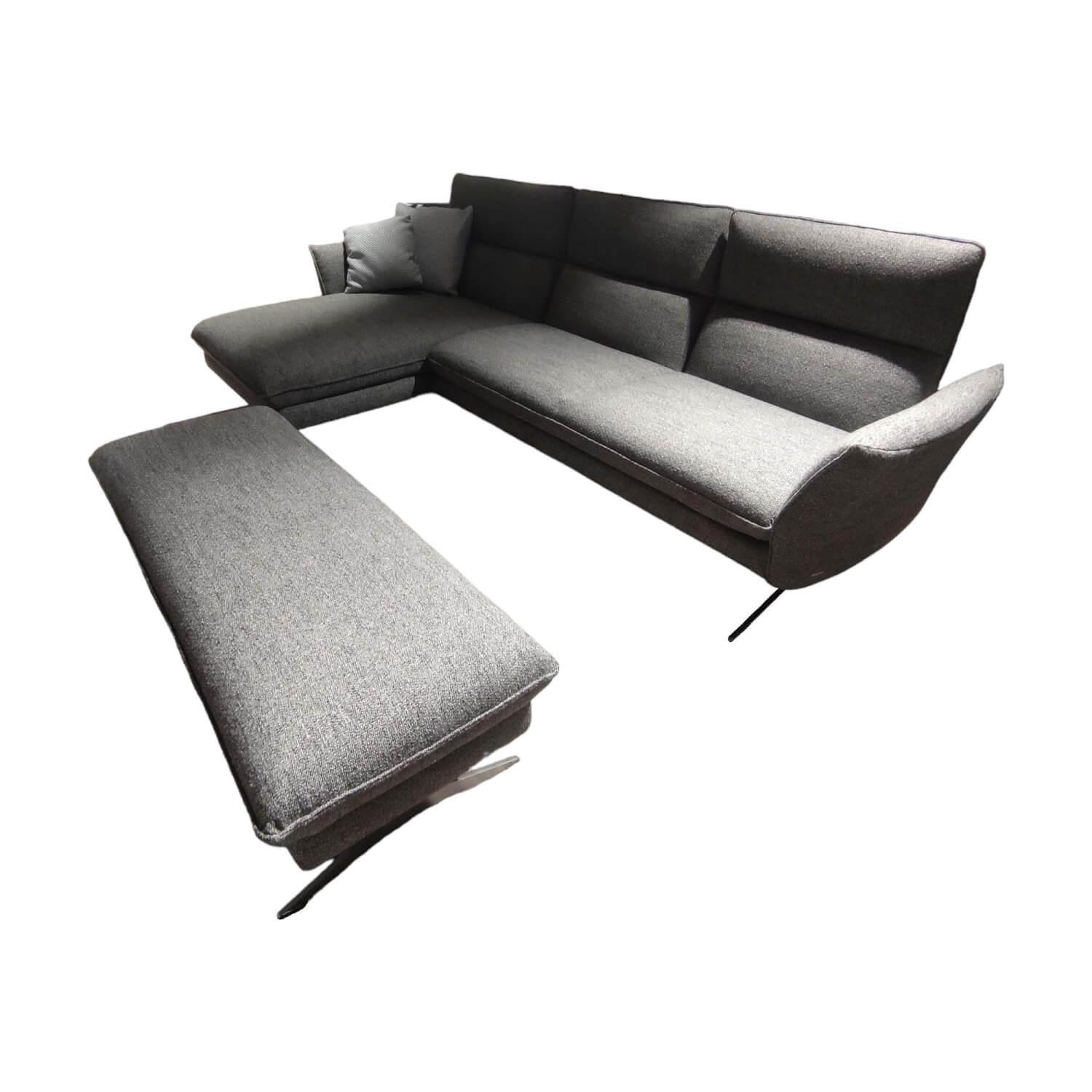 Ecksofa Maxwell Stoffbezug Grau Schwertkufe Nickel Satiniert Edelstahloptik Mit …