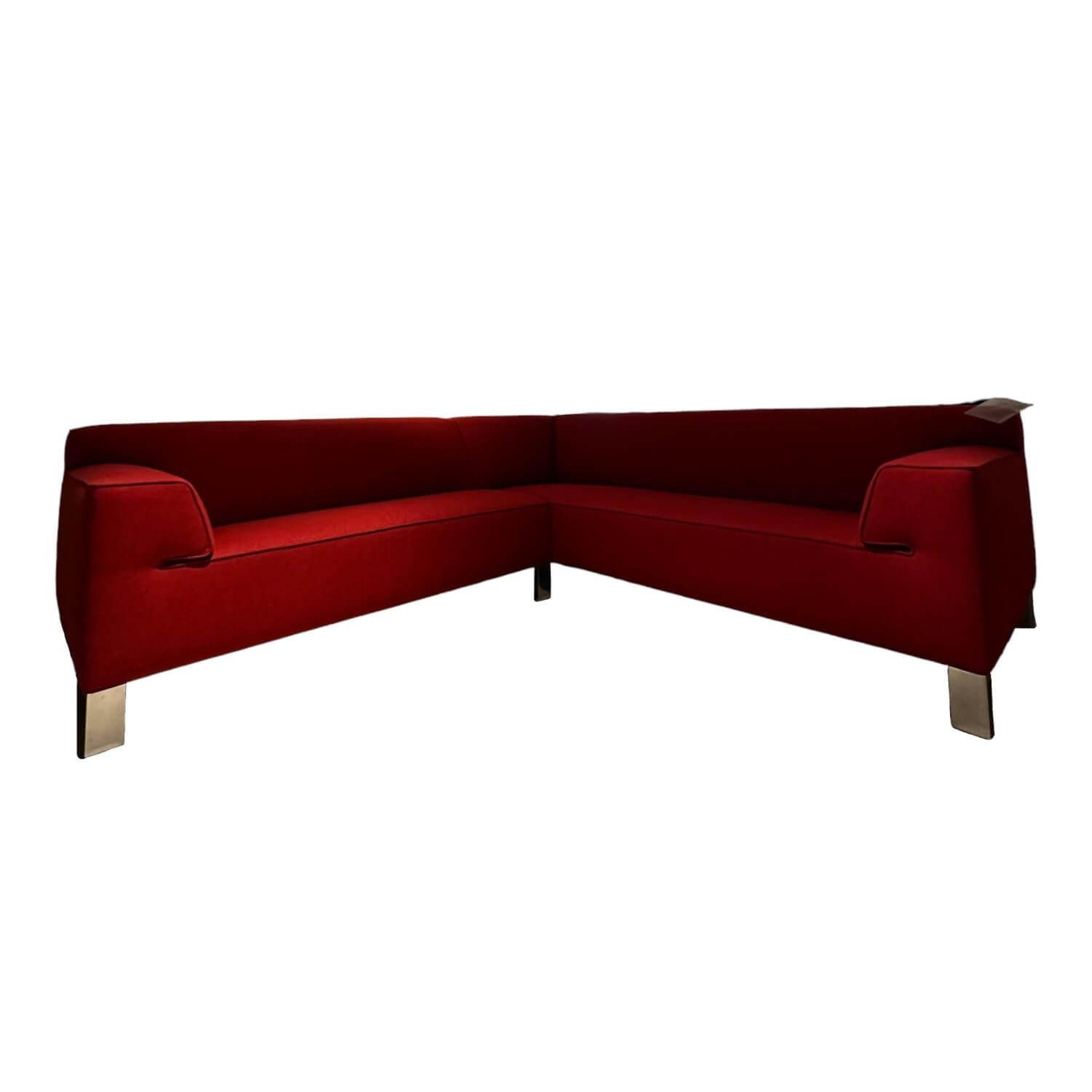 Ecksofa Pode Insert Stoff Tonica 611 Rot Füße Aluminium Chrom