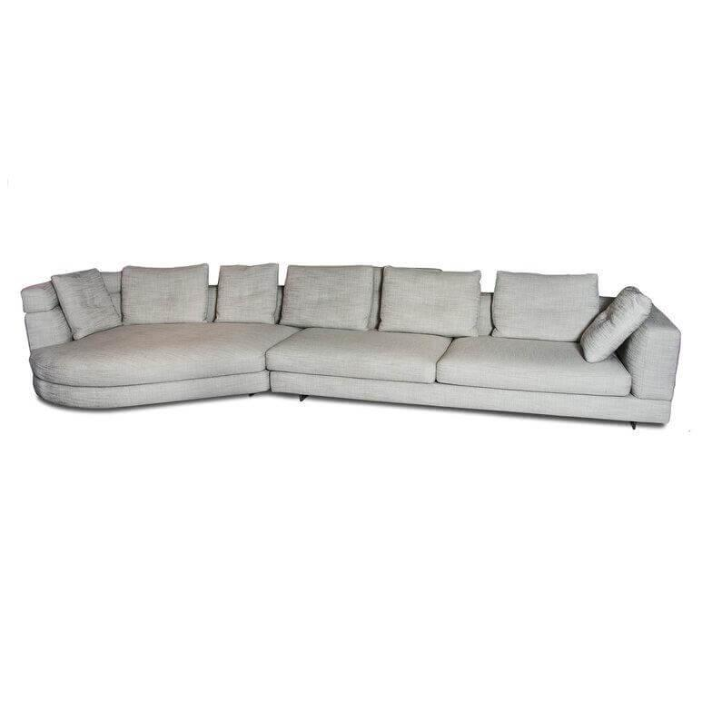 Wohnlandschaft Ecksofa Alexander Stoff Nakano 09 Pomice Hellgrau Basis Aluminium…