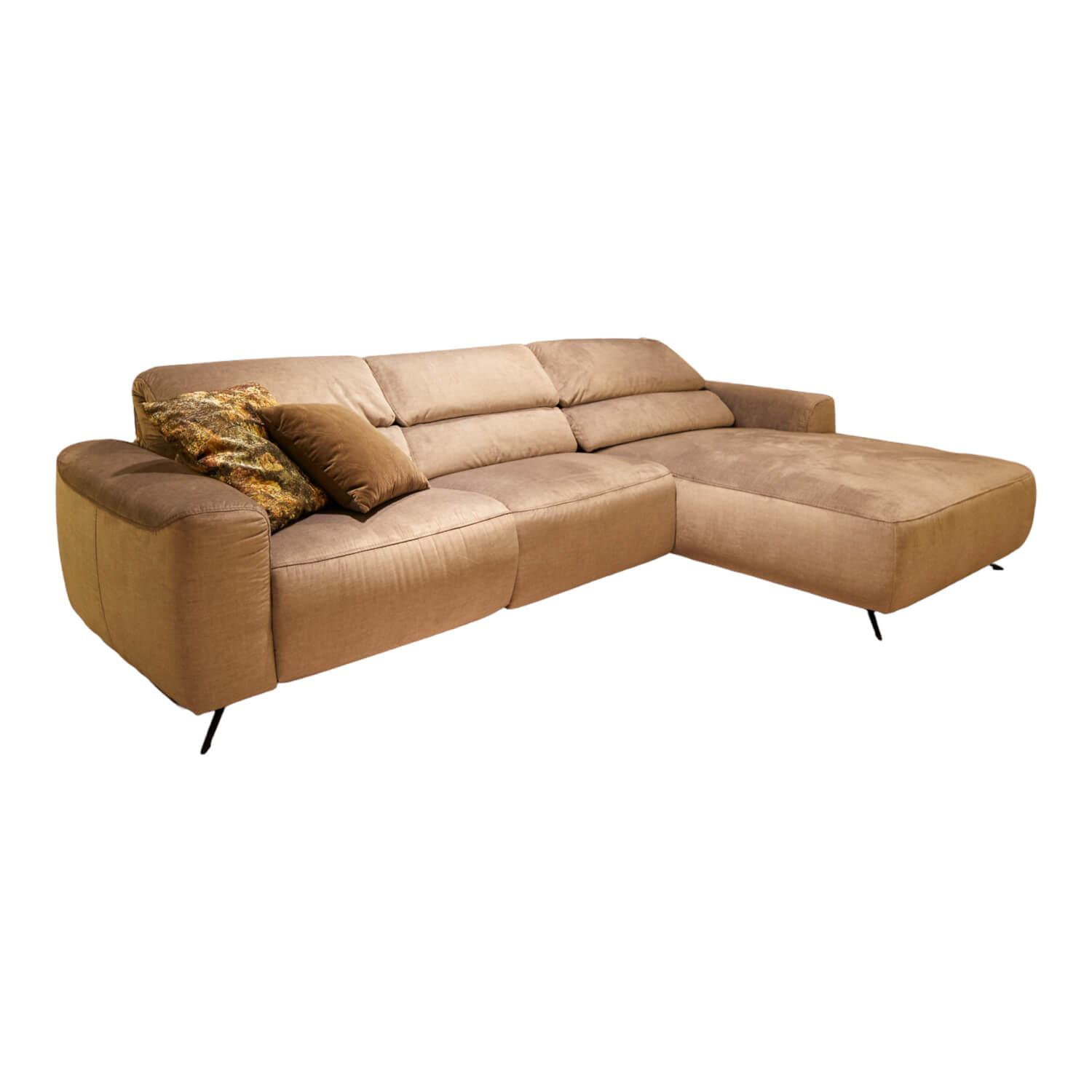 Ecksofa MR 260 Stoff Joyce Silver Metallfuß Schwarz mit Relaxfunktion