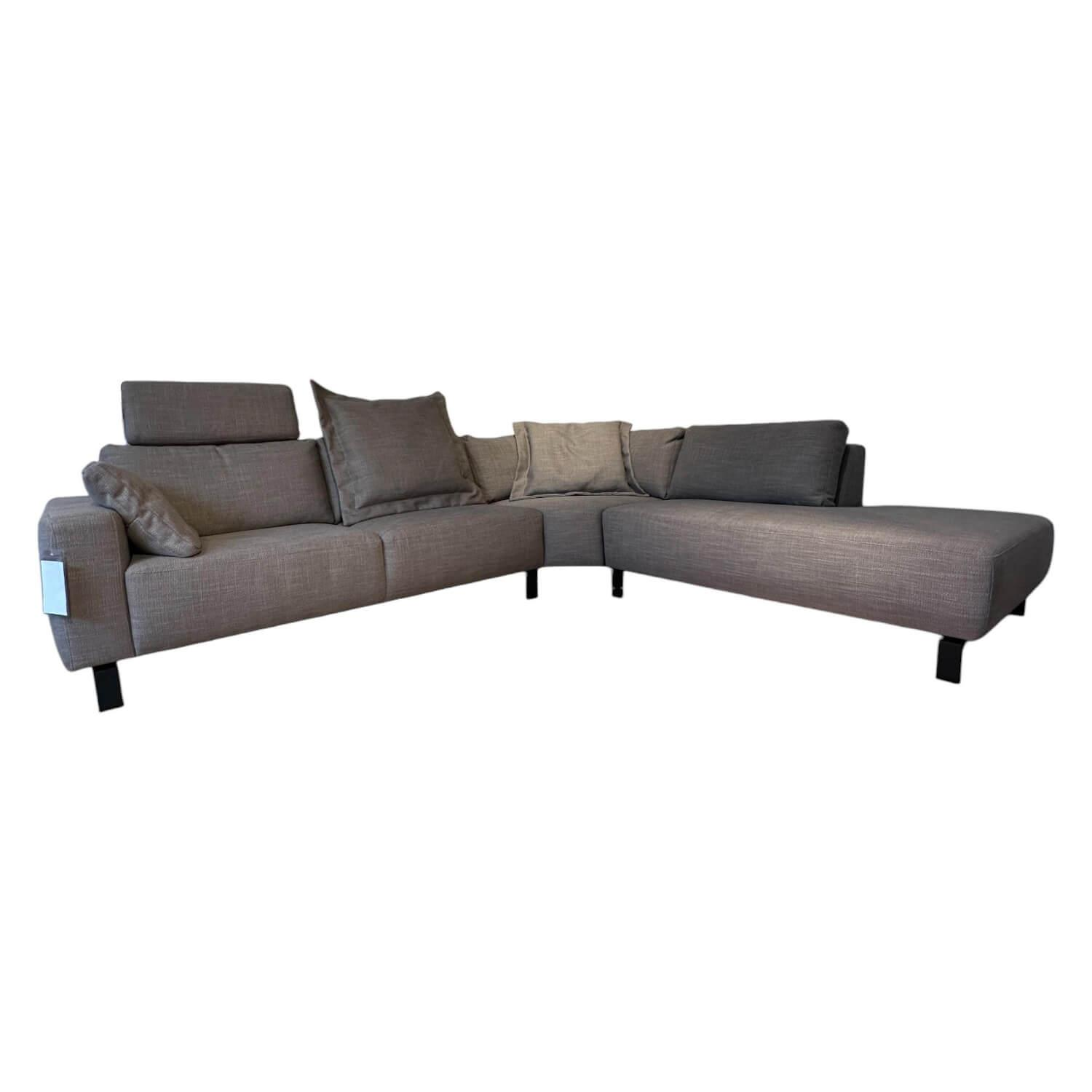 Ecksofa MR 4530 Bezug Stoff Picasso Taupe Grau Metallfuß 192 Schwarz Inklusive K…