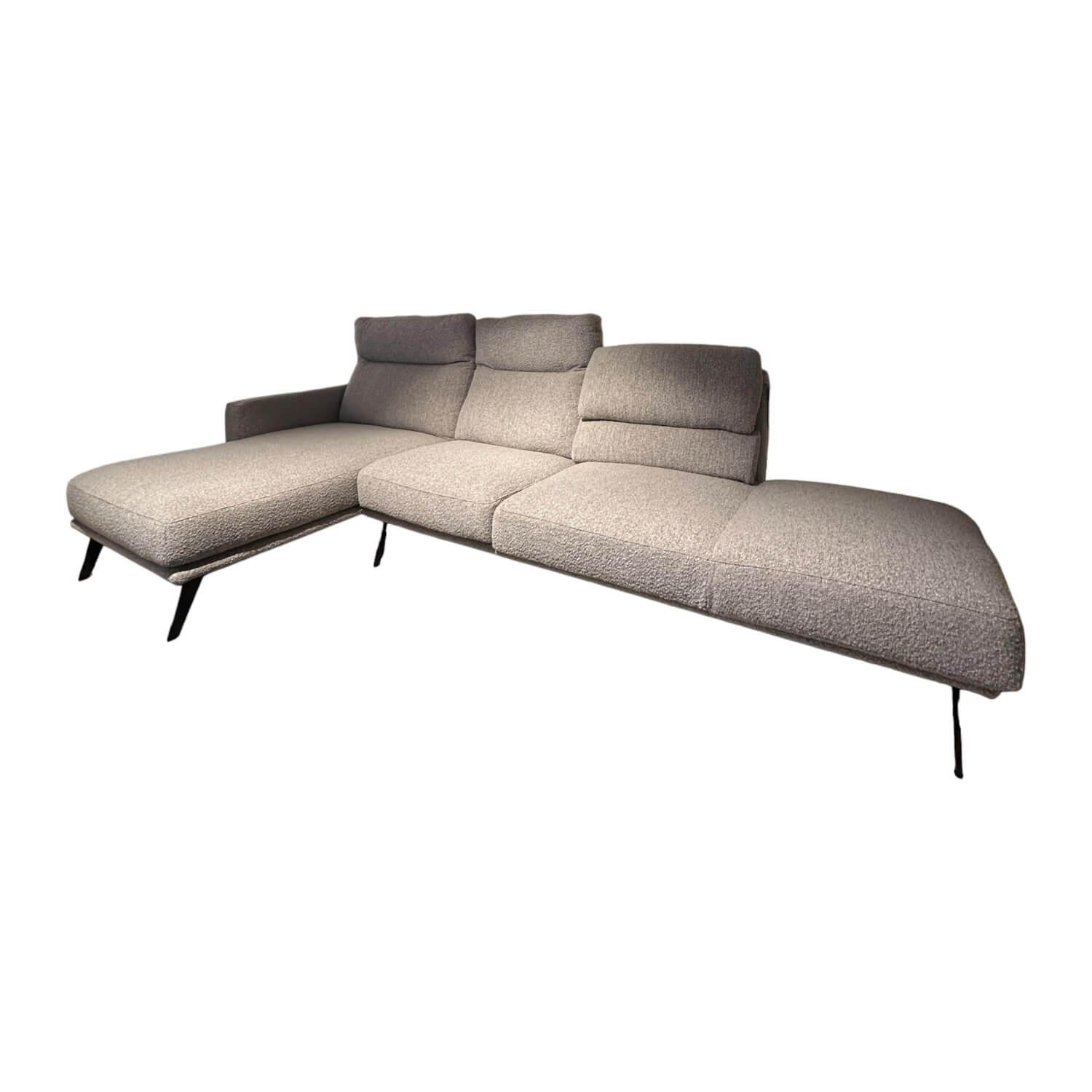 Ecksofa MR 6530 Bezug Stoff Ascot 904 Platin Grau Füße Schwarz