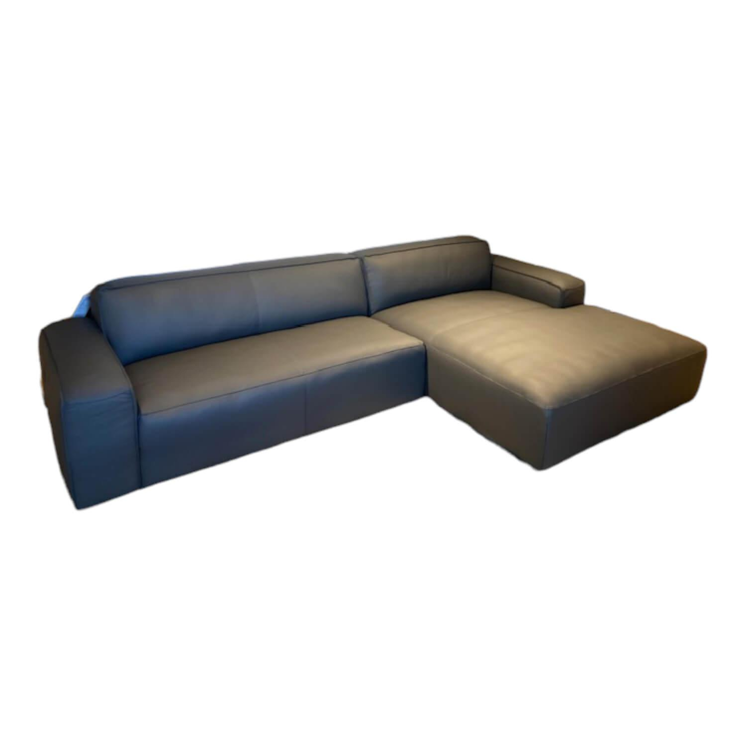 Ecksofa Denver Leder W2 Anthrazit Grau