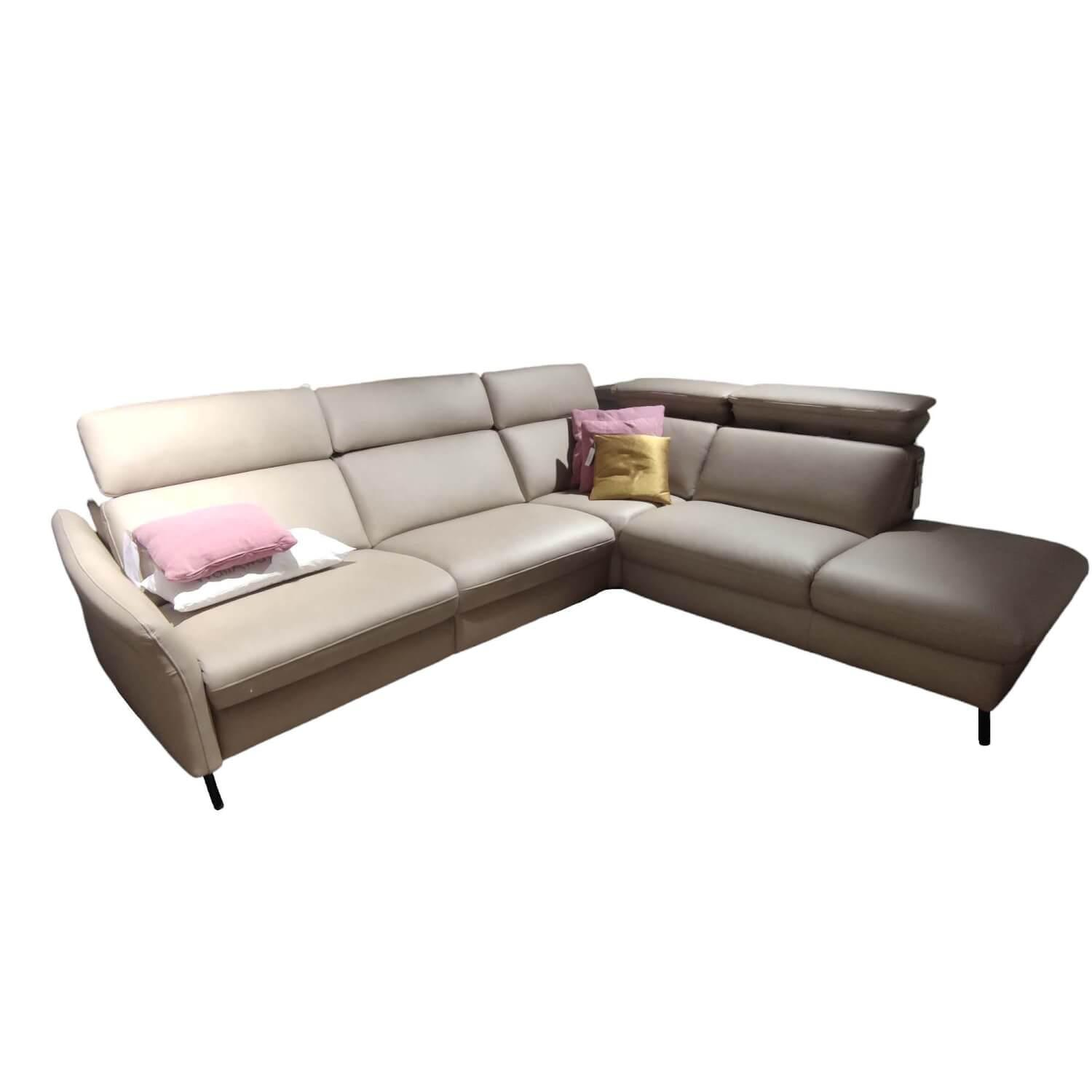 Ecksofa 4357 Echleder Cloudy Pearl 140 Beige Füße Aluminum Schwarz Mit Motorisch…