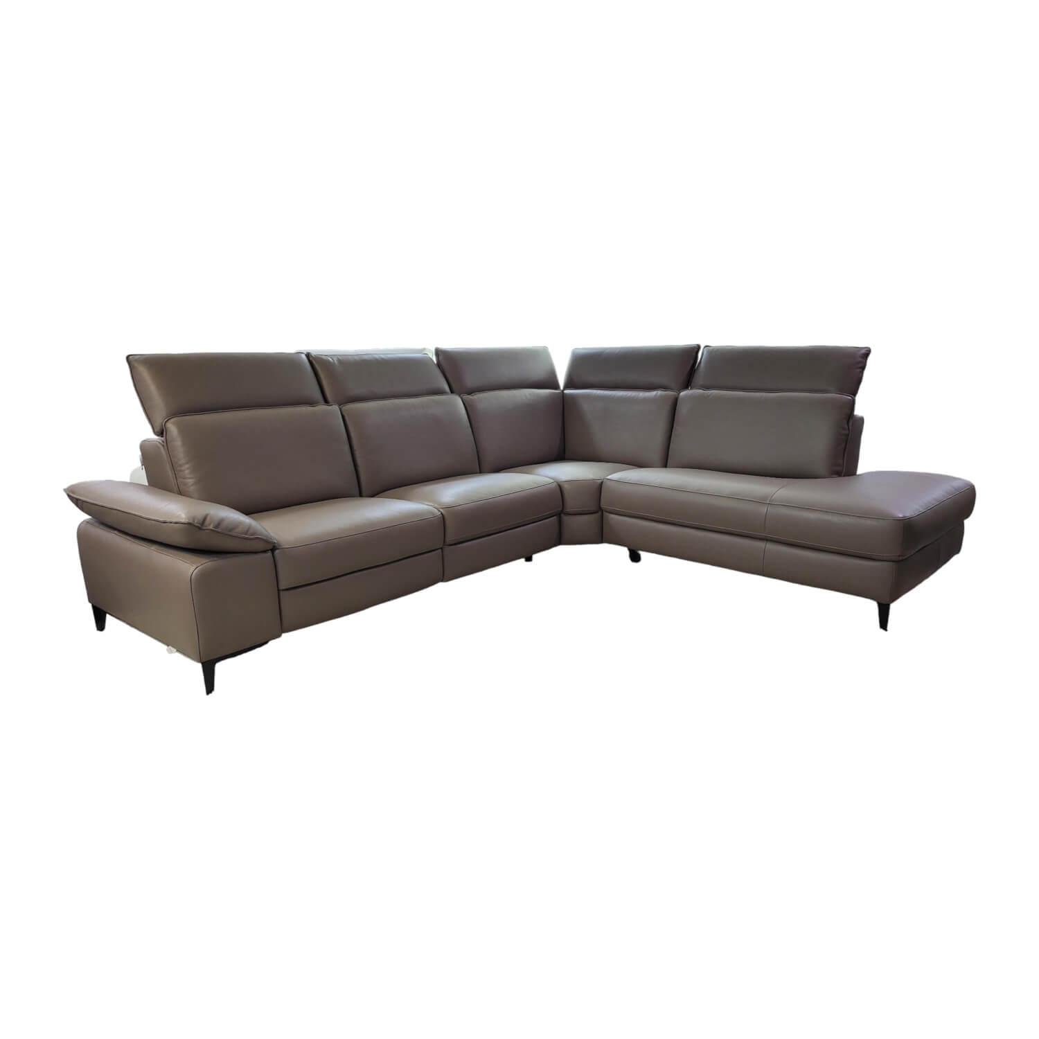 Ecksofa Columbia Stoff Montana Taupe mit elektrischer Relaxfunktion