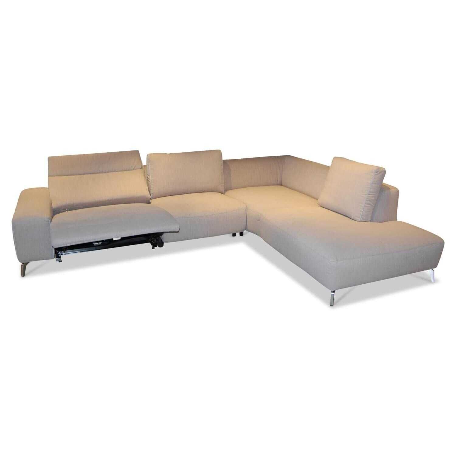 Ecksofa Romano Stoff 4 Grau Tesini Silver mit Relaxfunktion