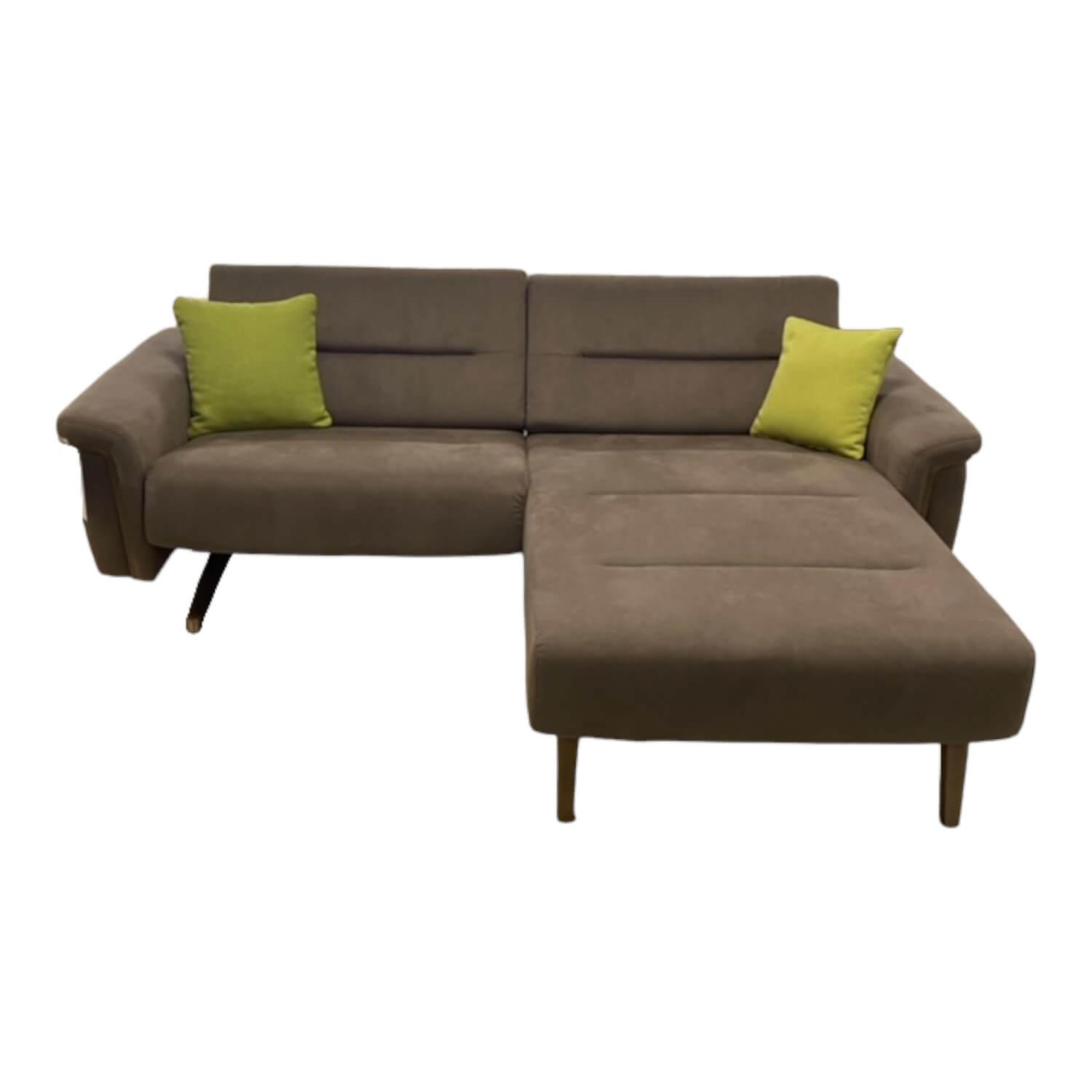 Ecksofa Stella Stoff Dinamica Chestnut Braun Grau Vierkantfuß Und Kufe Holz Brau…