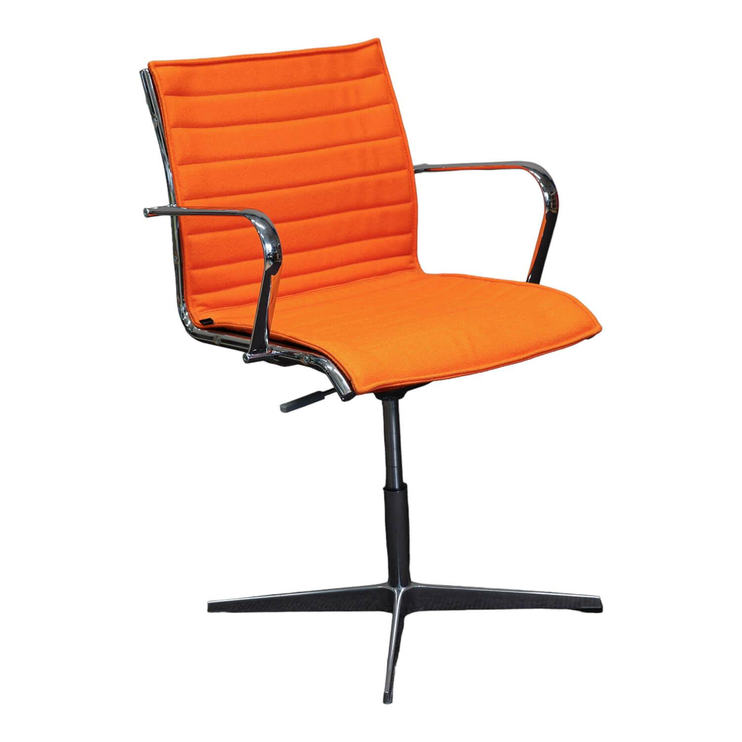 Mehrzweckstuhl Season Slim Naturleder Orange Kreuzfuß Chrom