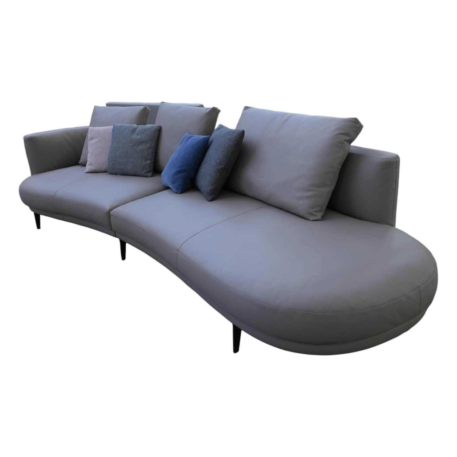 Sofa Maaru 850 Bezug Leder Rodeo Soft 1417 Pebble Grau Untergestell Matt Pulverb…