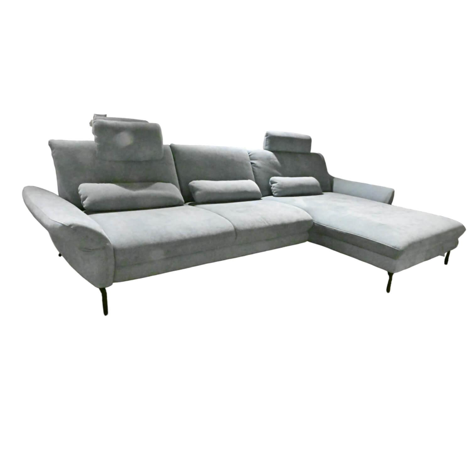 Ecksofa MM ZE22086 Bezug Stoff Milan Ice Grau Fuß Metall Schwarz Inklusive Niere…