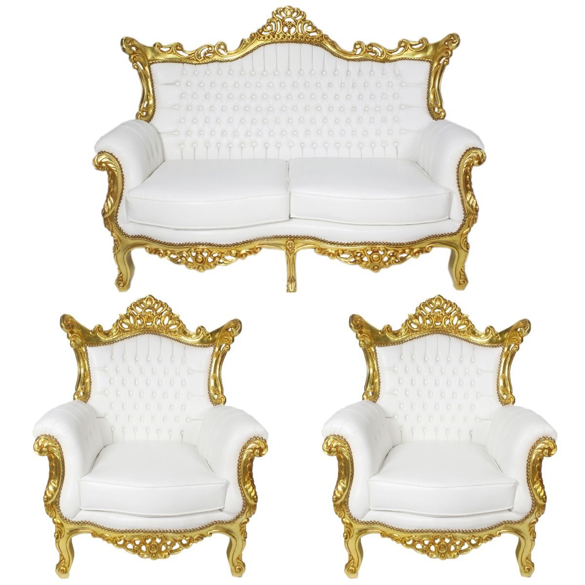 Barocksofa setset royal Élysée goud-wit skai