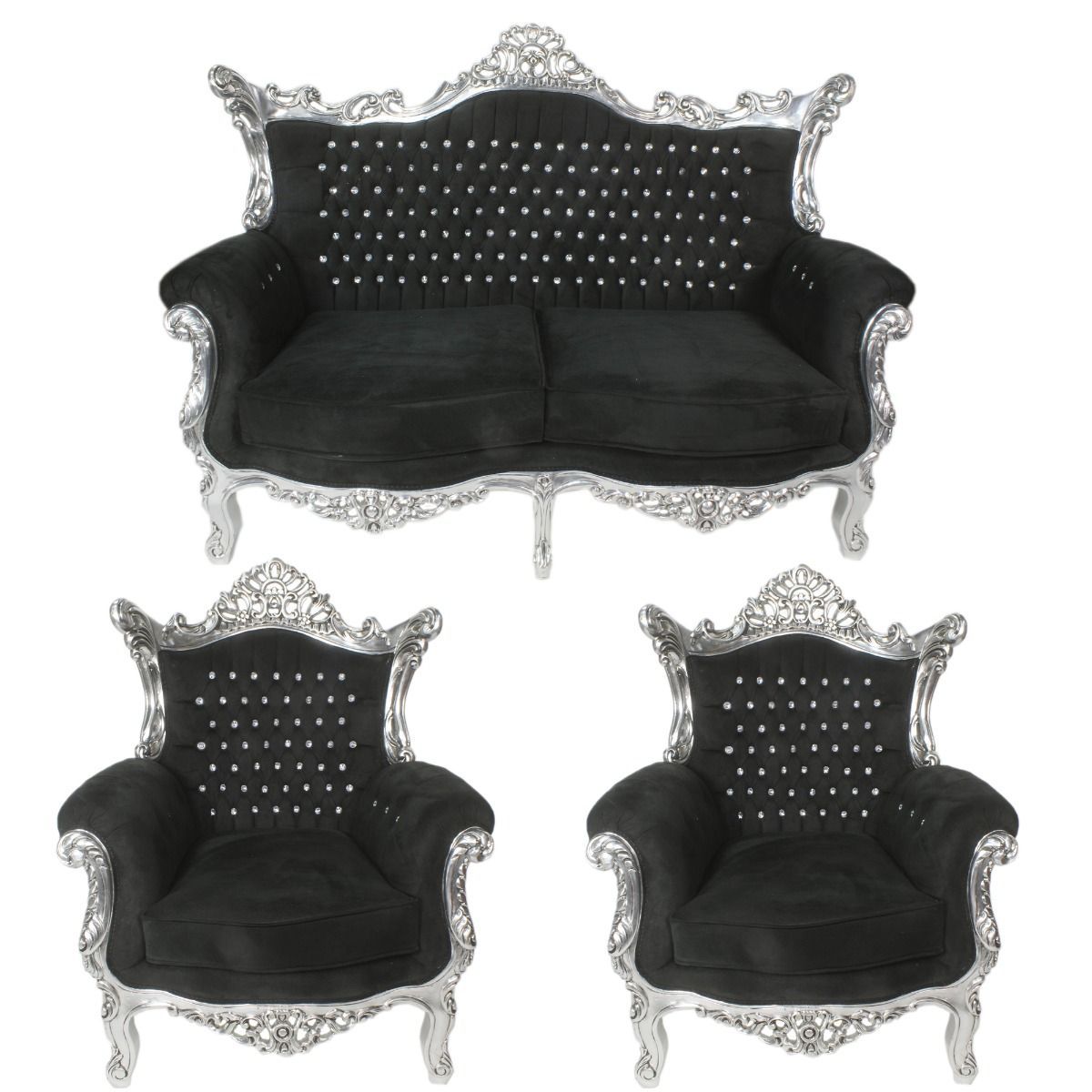 Barocksofa set royal Élysée zilver-zwart