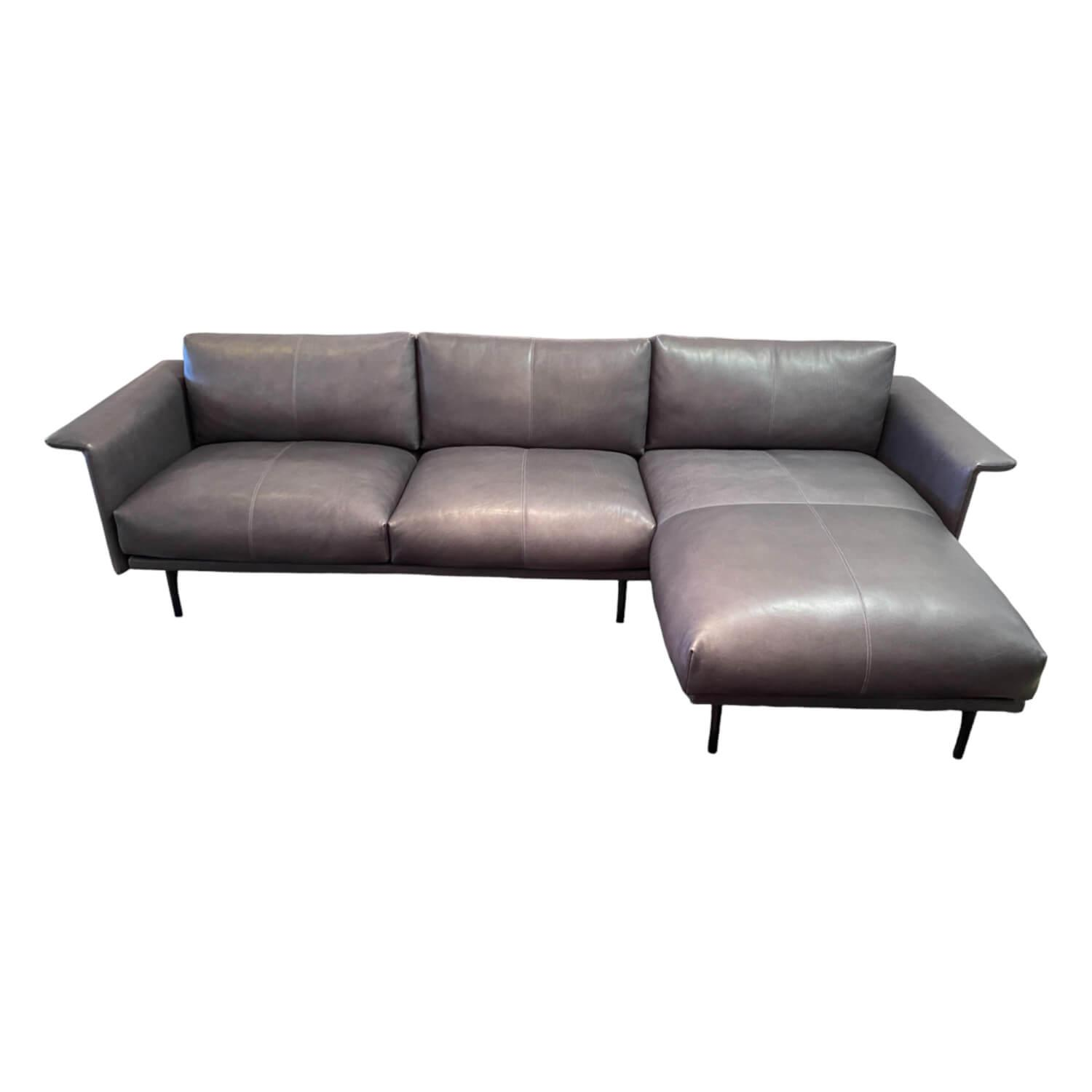 Ecksofa Otis Bezug Anilinleder Country Anthrazit L50 Füße Aluminium Schwarz Pulv…