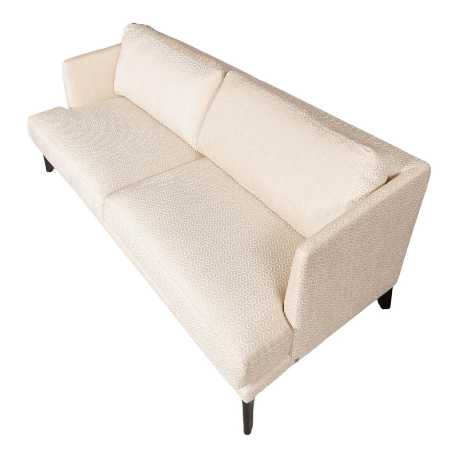 Sofa Polo Living Bezug Stoffzugabe Weiß Beige Füße Schwarz