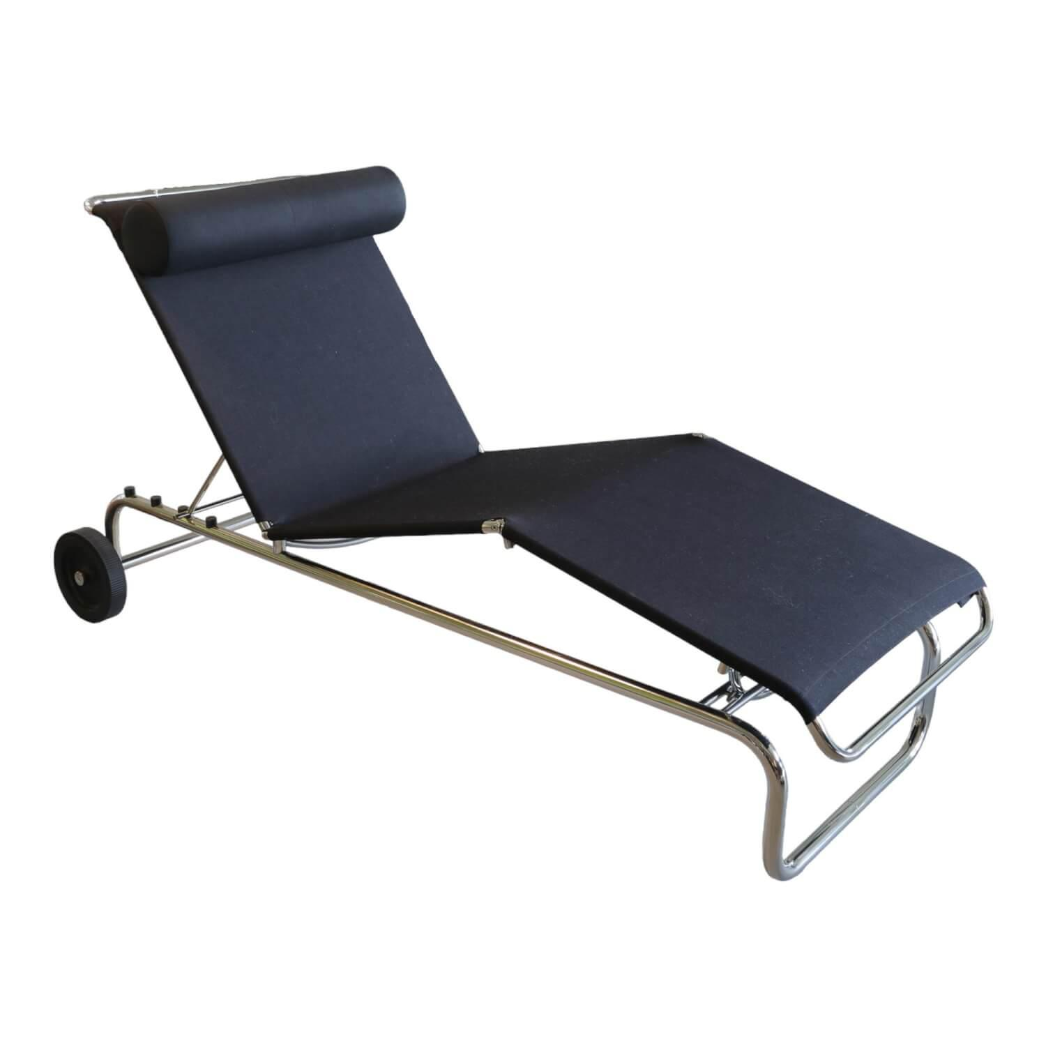 Dia Lounger Liege Schwarz Mit Rollen Bezug Schwarz Wasserabweisend Gestell Edels…