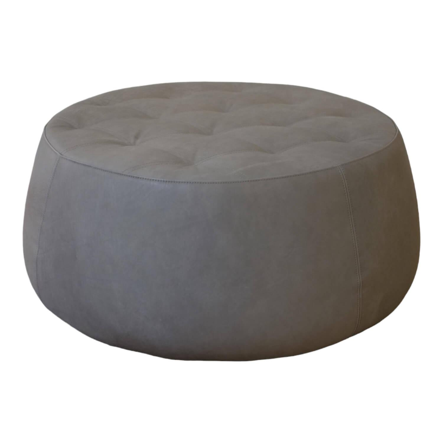 Hocker Big Jack Bezug Leder Rancho Cora Grau Beige