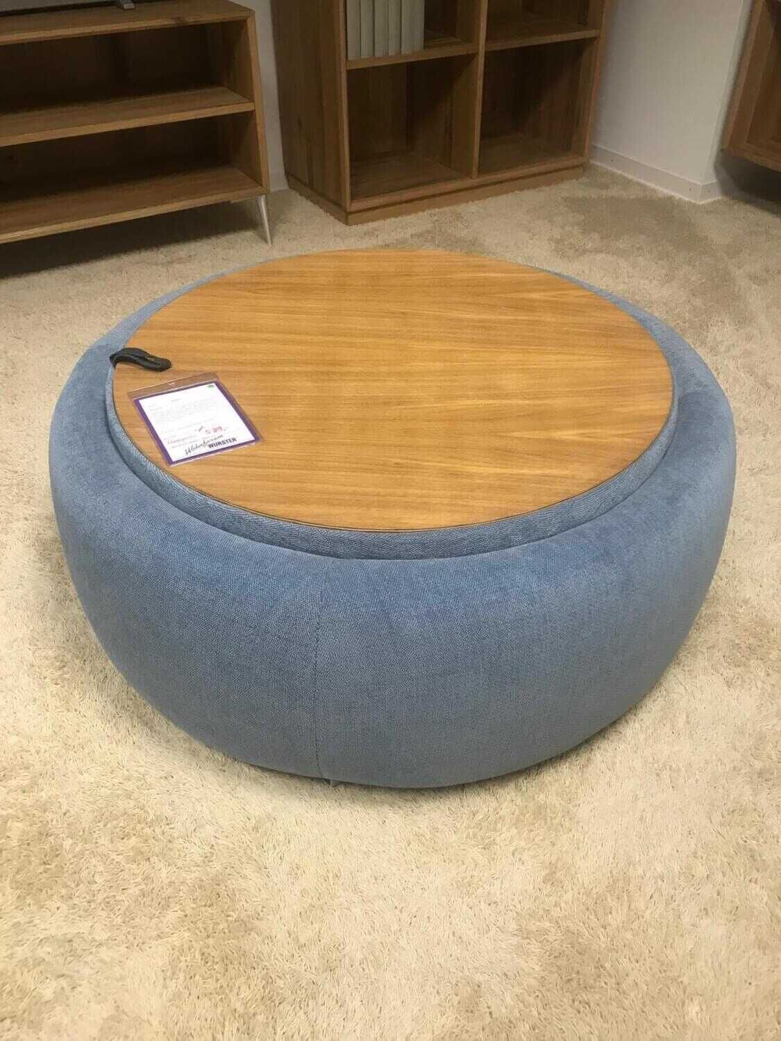 Hocker Circle Stoff 490 Yeti Triton mit Wendbarer Platte D13 Eiche Natur Geölt