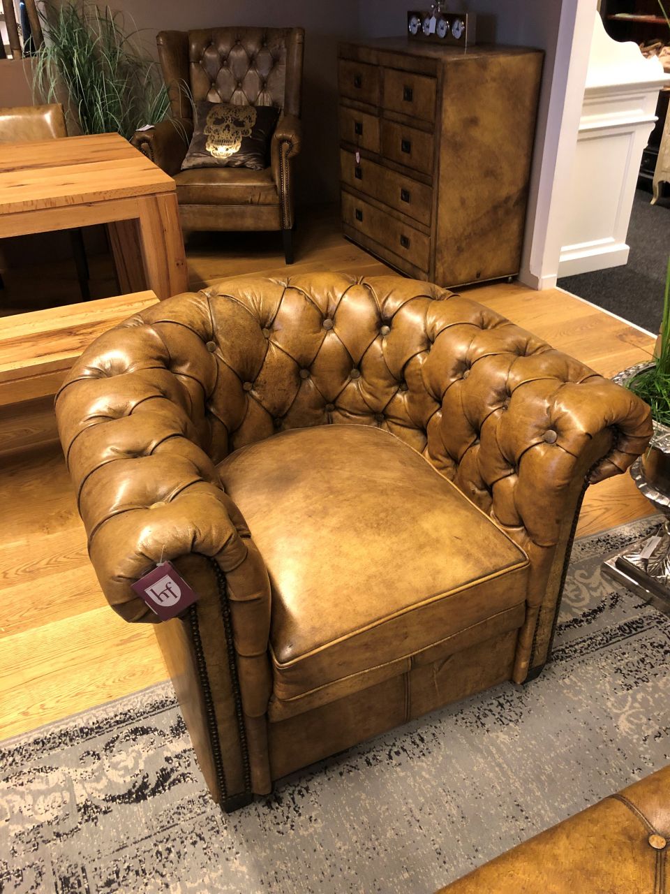 Chesterfield Sessel Büffelleder