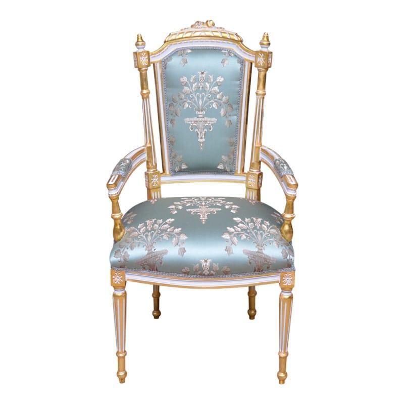 Barok eetkamer armstoel goud-turquoise empire