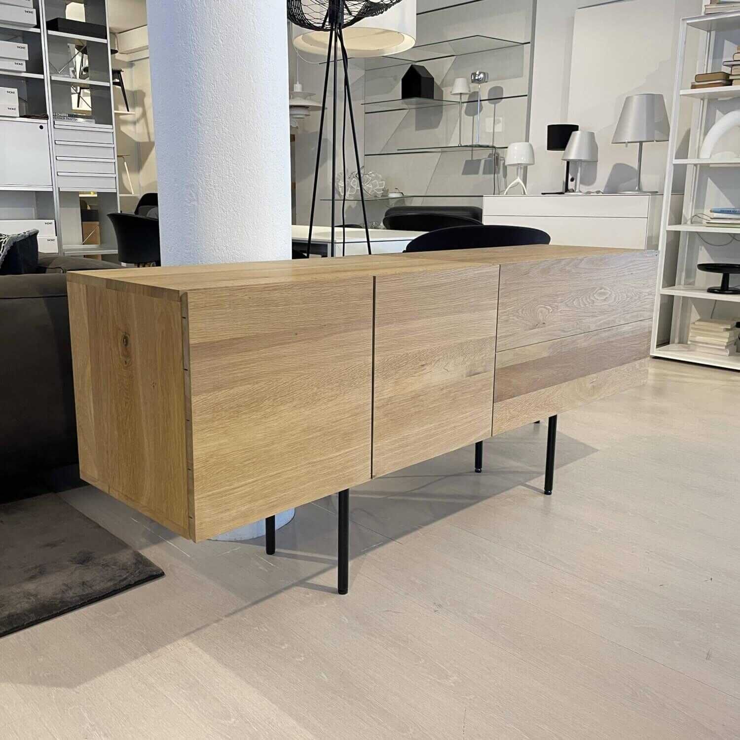 Sideboard mit Barschrank Shanaz Eiche Geölt Gestell Stahl Pulverbeschichtet