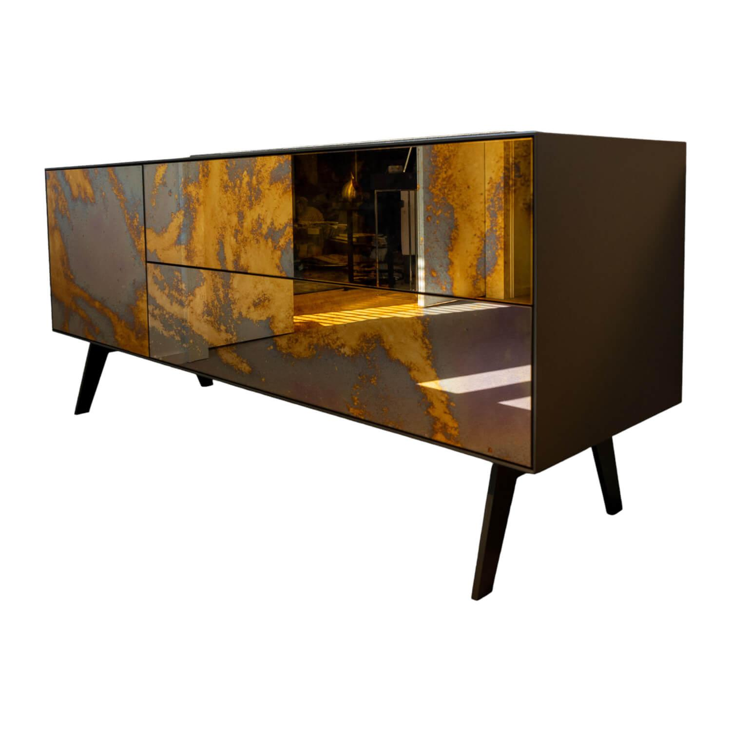 Sideboard Glamour Spiegel Belano Lack Matt Anthrazit P39