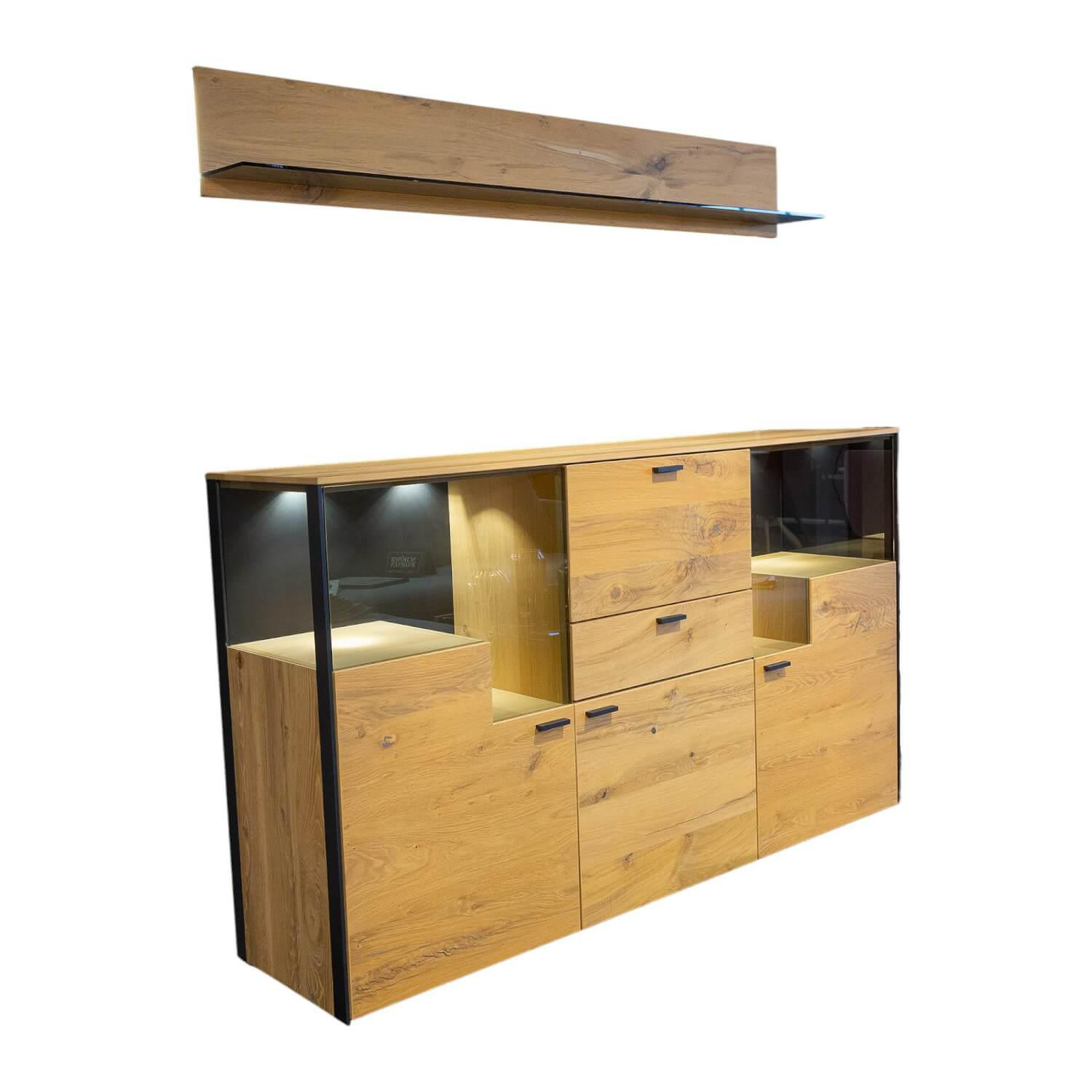 Sideboard Andra Eiche Rustico Hell Geölt Furniert Rückwand Anthrazit Matt Mit Wa…