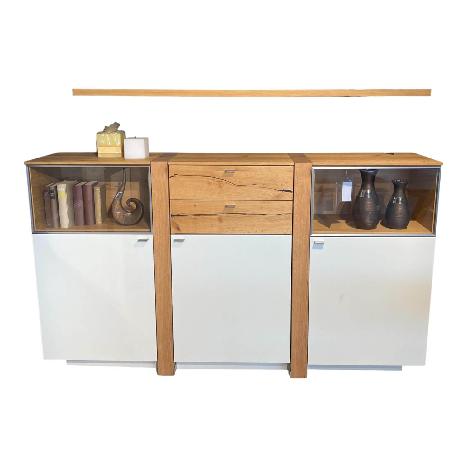 Sideboard & Wandboard Albero Santanaeiche Hell Geölt & Lack Weiss Matt Inklusive…