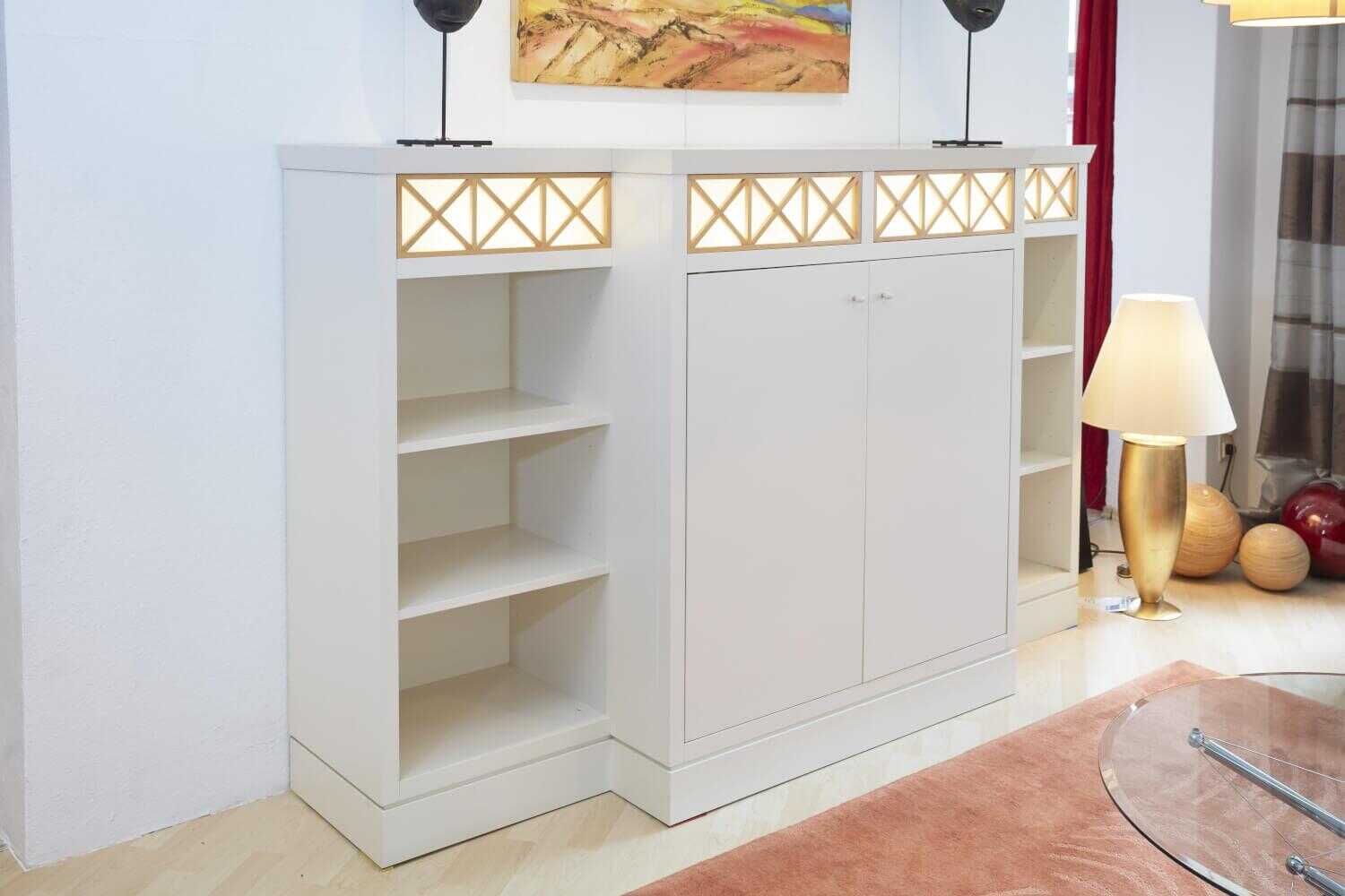 Sideboard Carino Lack Weißbeige mit Beleuchtung