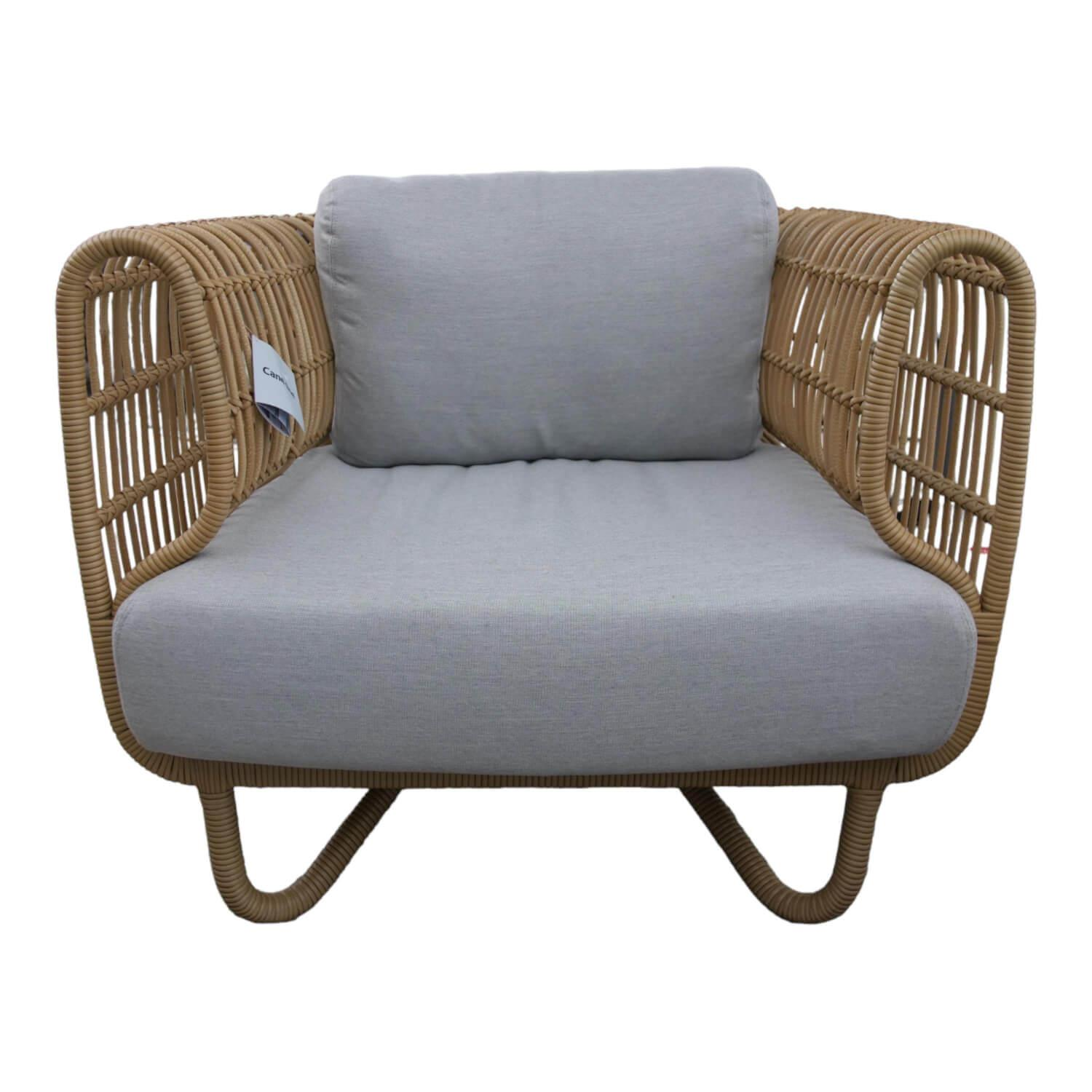 Loungesessel Nest Stoff Natte Light Grey Gestell Faser Natural