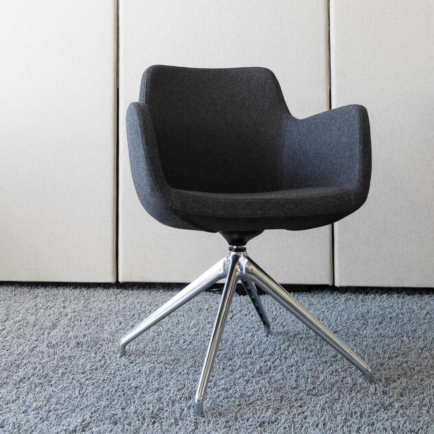 Loungesessel Soul Stoff Schwarz Gestell Weißaluminium