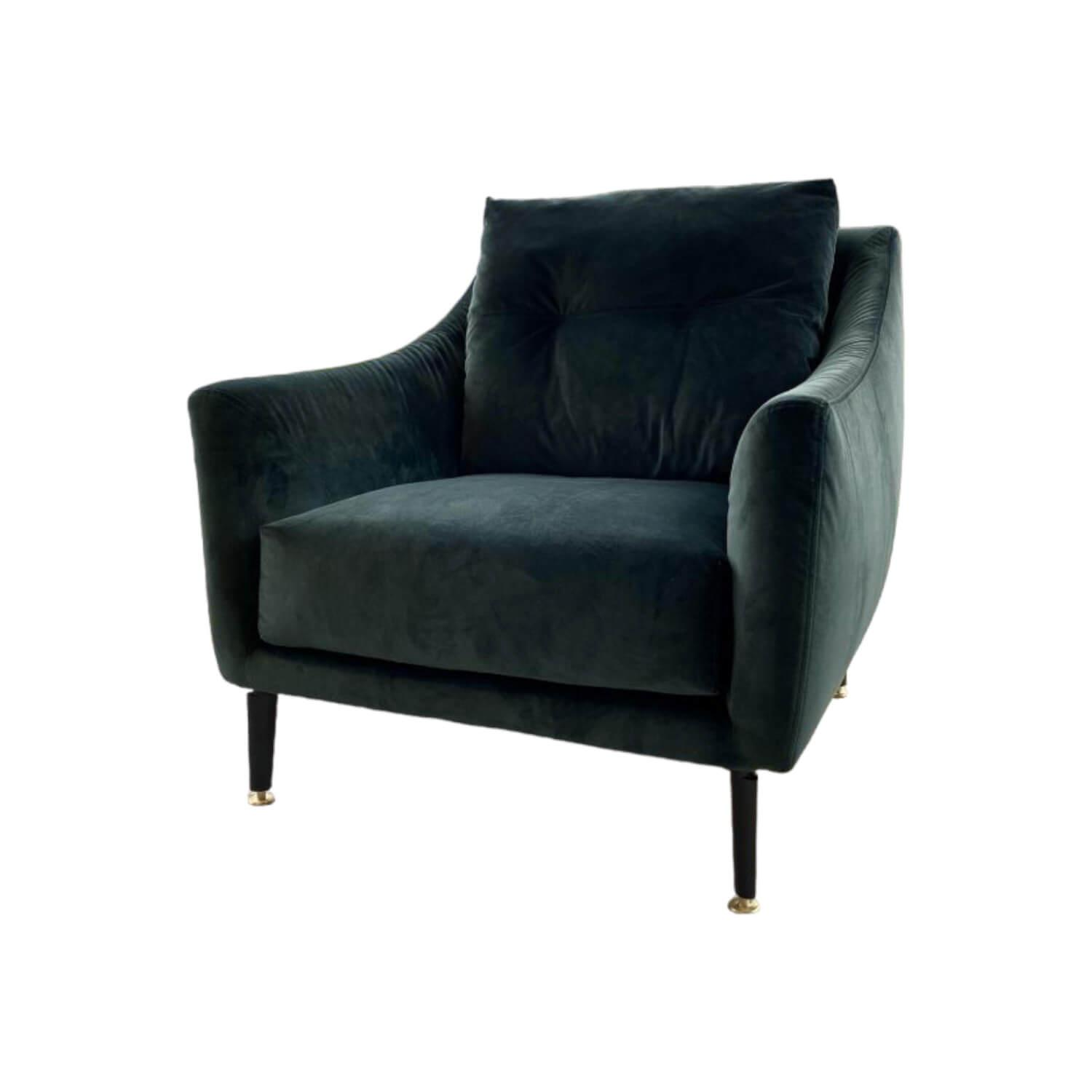 Fauteuil Ascot Stoff Kat. M 969098 Grün Füße Schwarz Gold