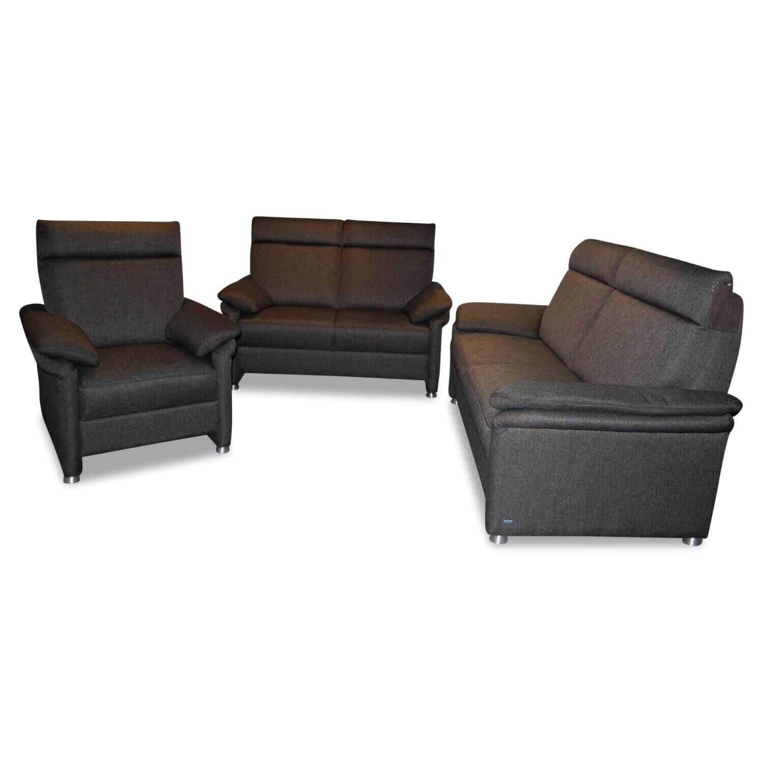 Garnitur Galan Stoff Dino Anthrazit 2 Sofas 1 Sessel