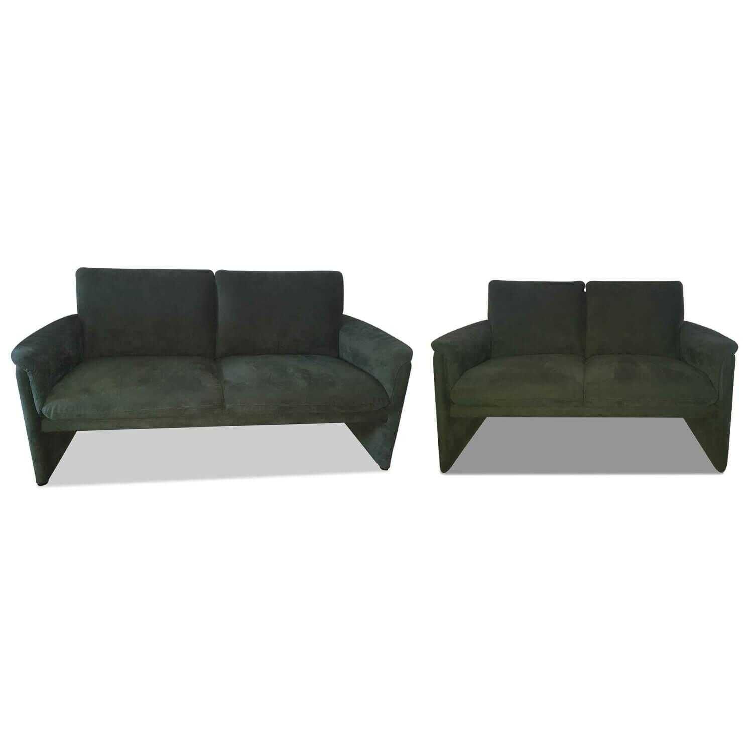 Garnitur Zento Stoff Alcantara Moosgrün 2 Sofas