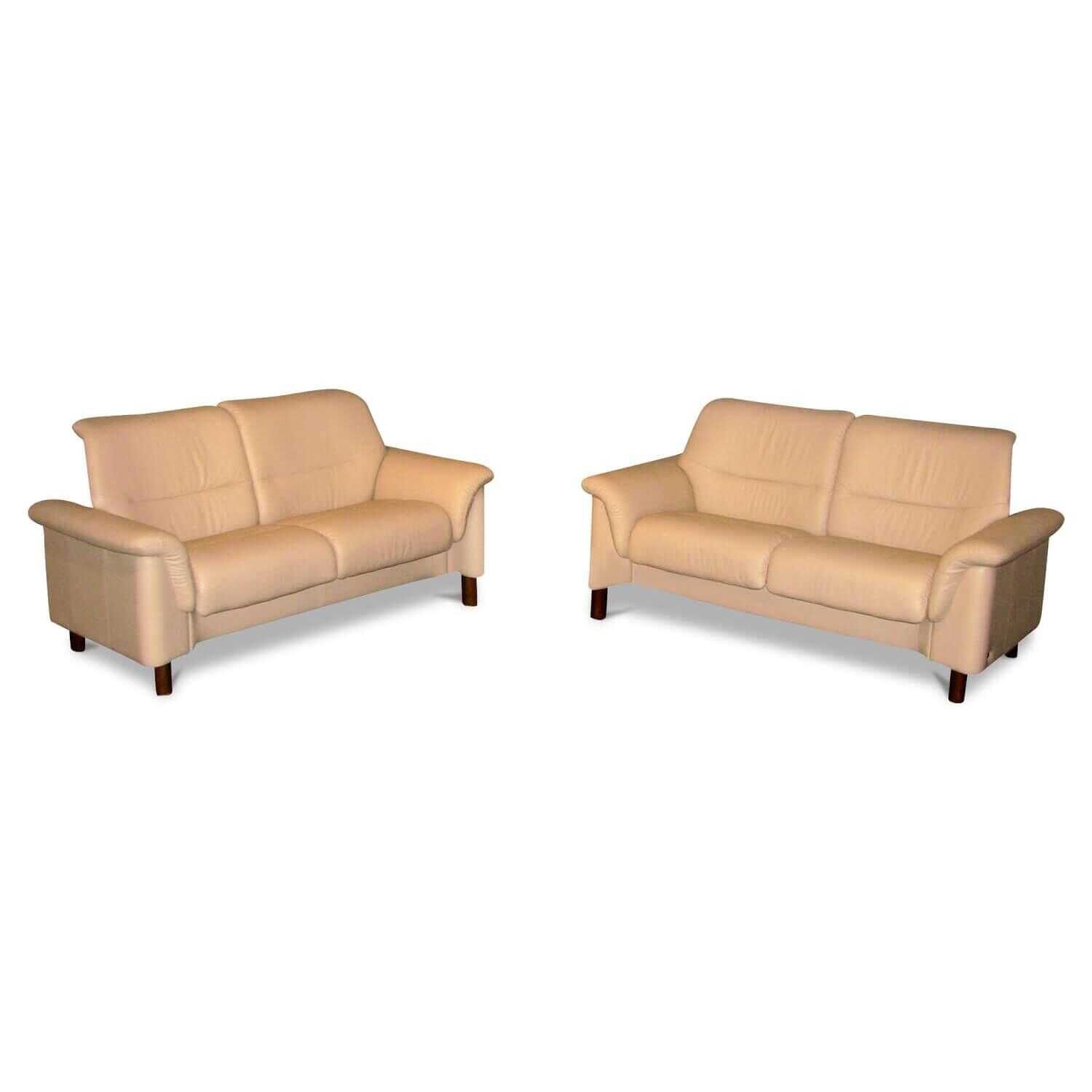 Garnitur Como Leder Paloma Beige 2 Sofas