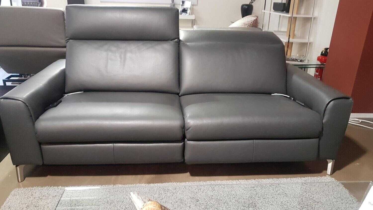 Garnitur Venosa Leder Montana Basalto Grau 2 Sofas