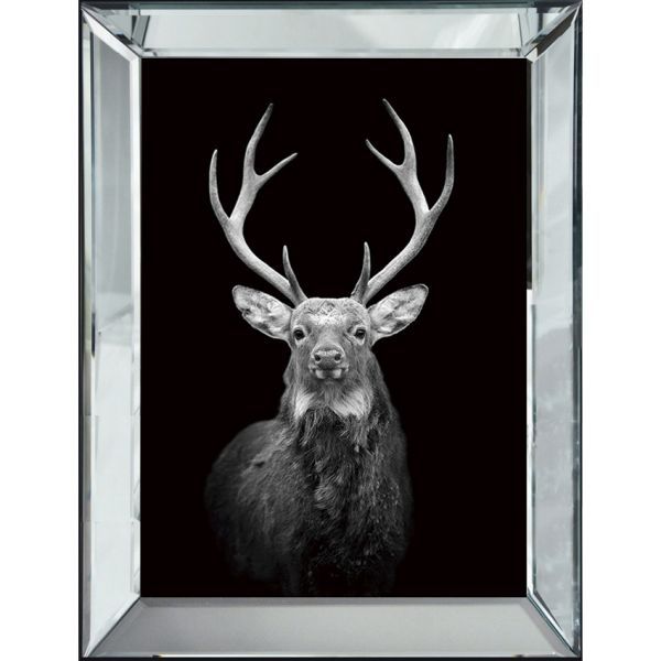 Deer Black/White 70×4.5x90cm Pearl Frame Black/White