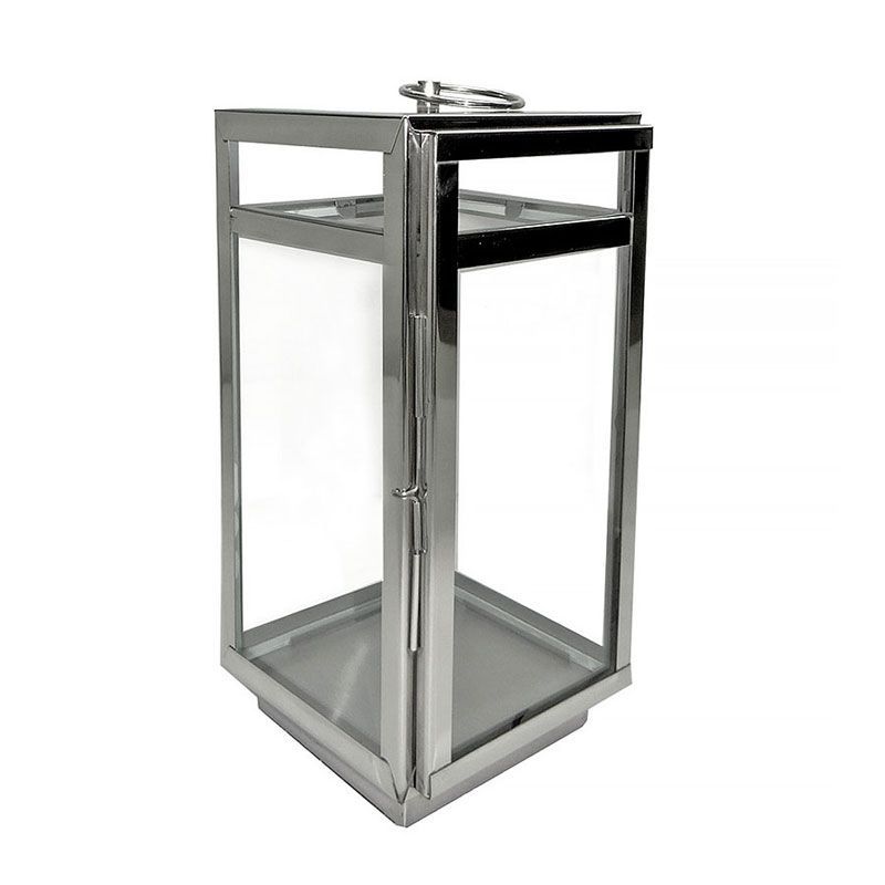 Lantern 18.5×18.5x38cm Steel/Glass Nickel Finished