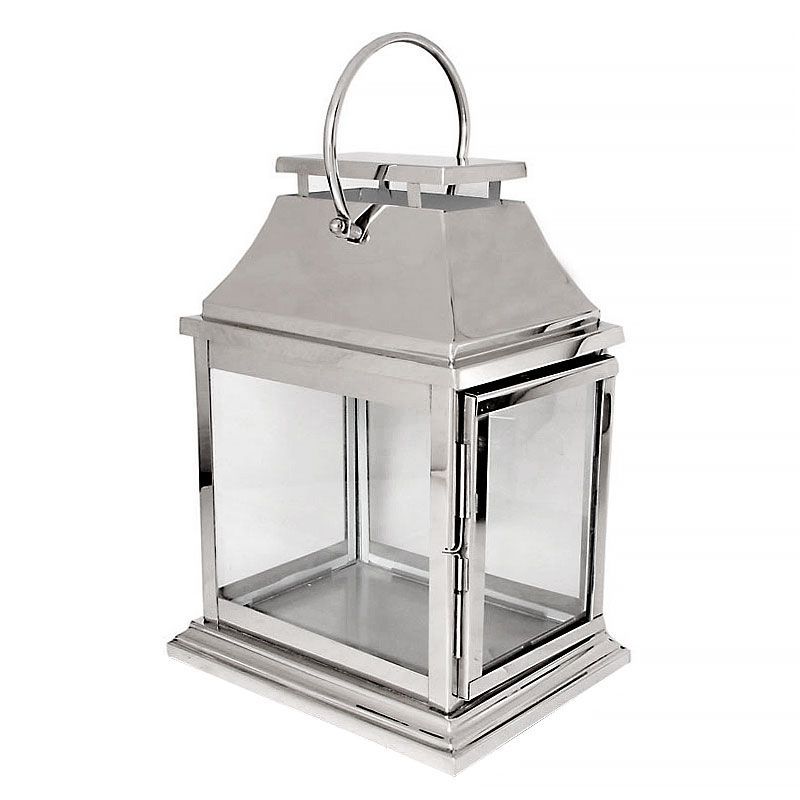 Lantern 30x22x44cm Steel/Glass Nickel Finished