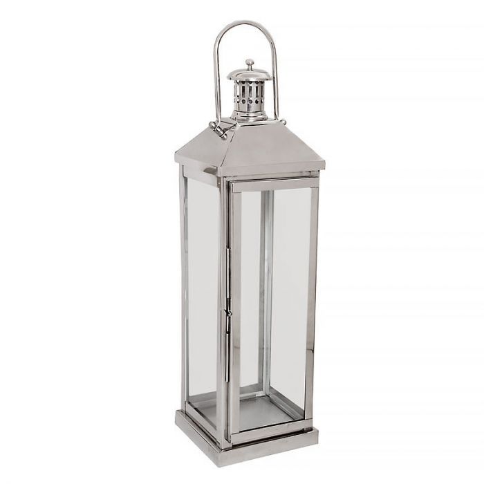 Lantern 18x18x65cm Steel/Glass Nickel Finished