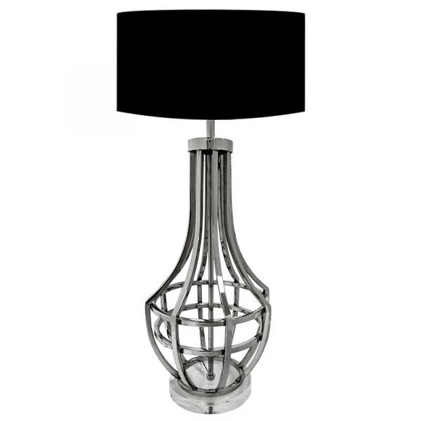 Table Lamp 28x28x73cm Incl. Black Shade Stainless Steel Polished