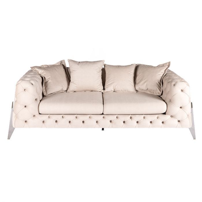 Chesterfield SofaNew Scala 2-Seater 215x100x75cm WM-2805 Linum 08/legs chrome