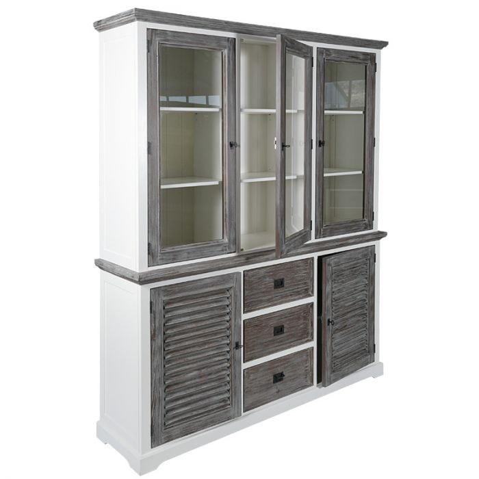 Saskia Cabinet 180x45x210cm 5D/3D Pine/MDF White/Grey