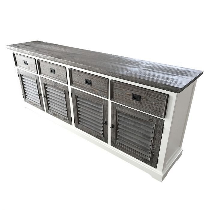 Saskia Sideboard 220x45x75cm Big Pine/MDF White/Grey