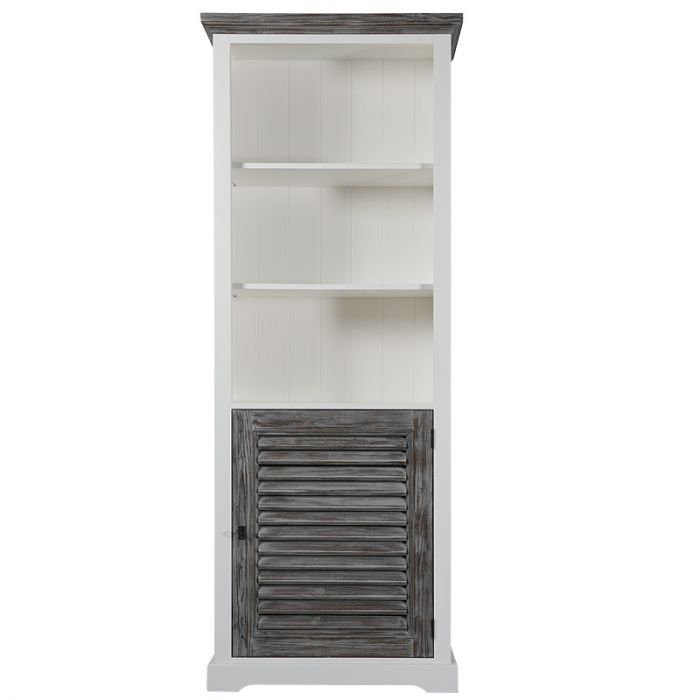 Saskia Bookcase Soldier 71x34x196cm Pine/MDF White/Grey