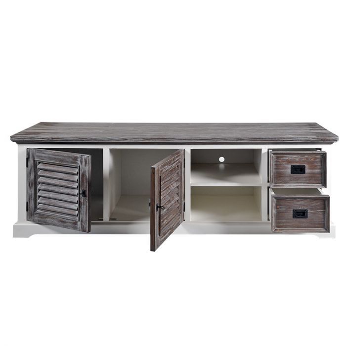 Saskia TV Sideboard 180x50x60cm Big Pine/MDF White/Grey