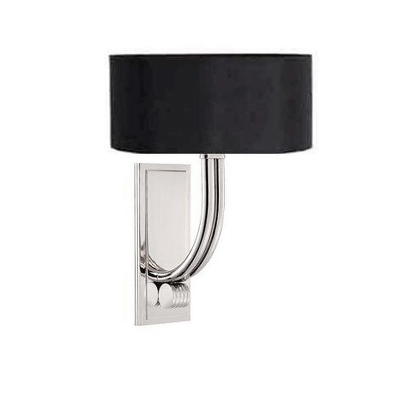 Wall Lamp 14x13x40cm incl. black shade Glossy Nickel Finished