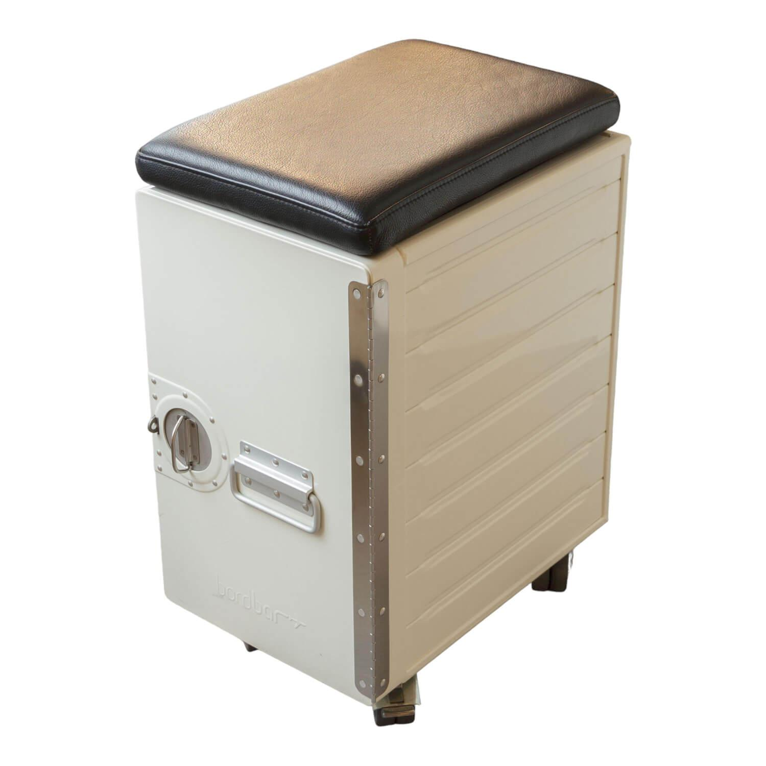 Container Box White Mit Leder Sitzkissen