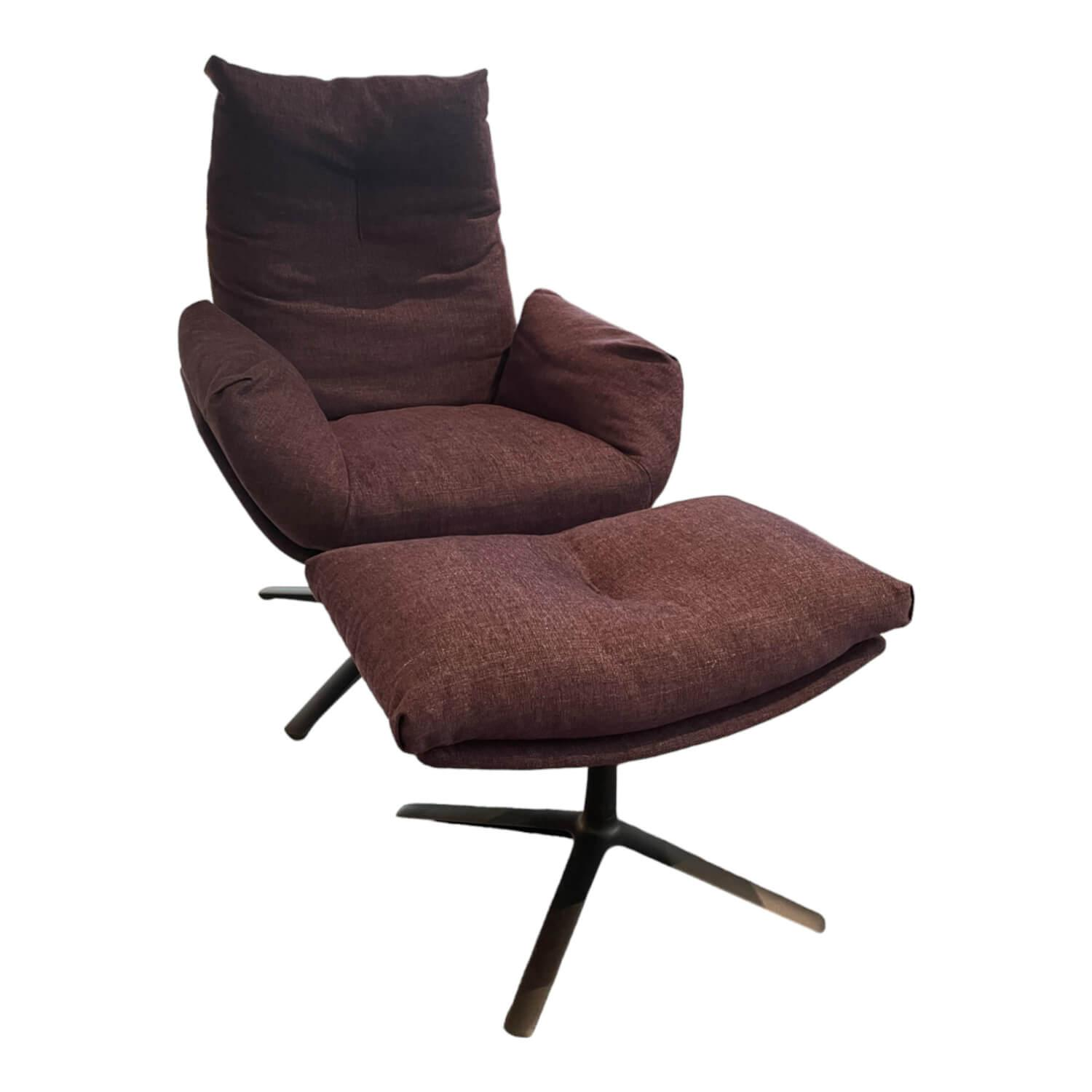 Sessel Cordia Lounge Stoff 8162 Bordeaux Rot mit niedrigem Rücken