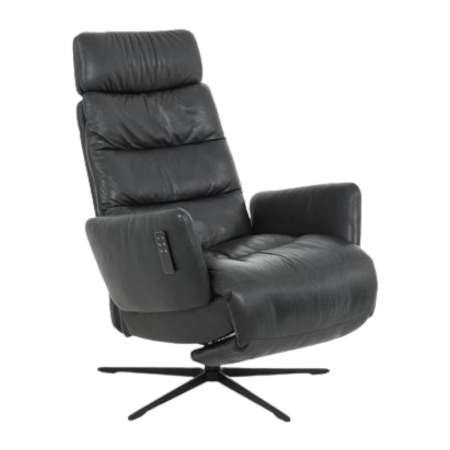 Relaxsessel Arva E-Lounge Bezug Leder 4 Sauvage Anthrazit 8102 5-Fuß Sterngestel…