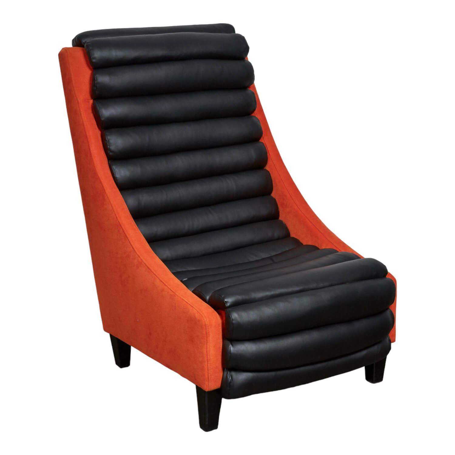 Sessel Kunstleder Schwarz Stoff Orange